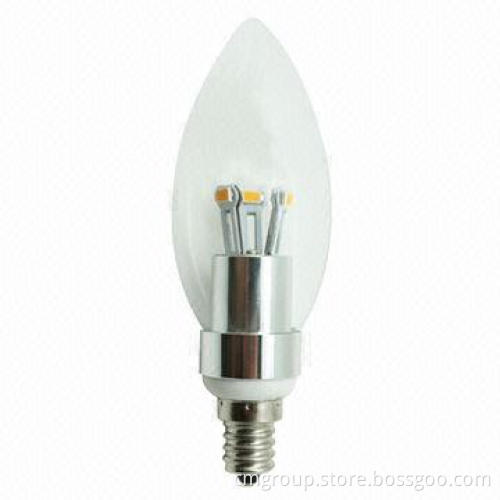 Dimmable LED Candelabra Bulb with E12 Base, 2,300-2,500K, LG LED Chip, 3W, 180-200lm, CE/RoHS
